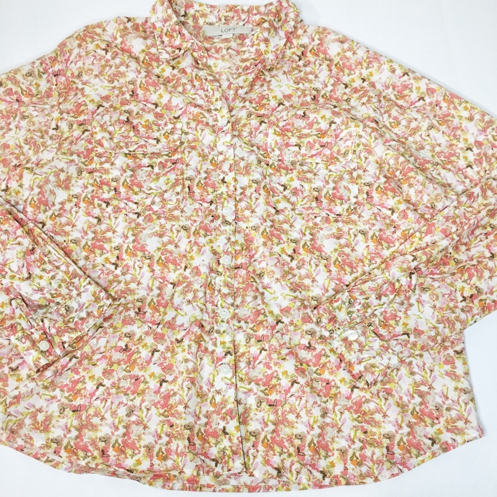 Loft Button Down Blouse Medium - image 3